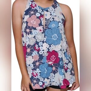 Lost Floral Skirt - Blue, Red, White